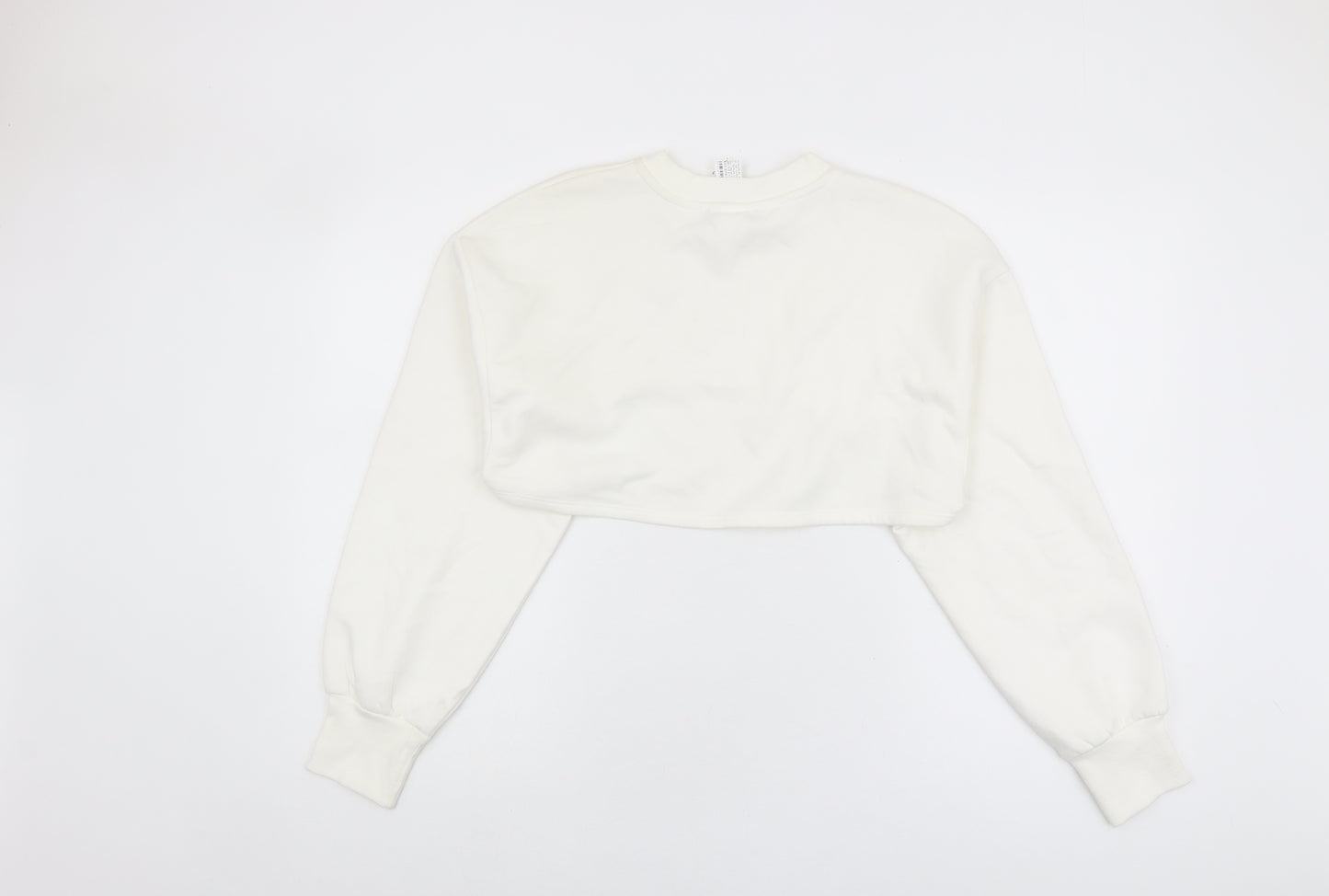 Zara Women's White Pullover Sweatshirt, Size L, Casual Knit