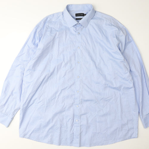 Double TWO Men's Blue Geometric Cotton Dress Shirt