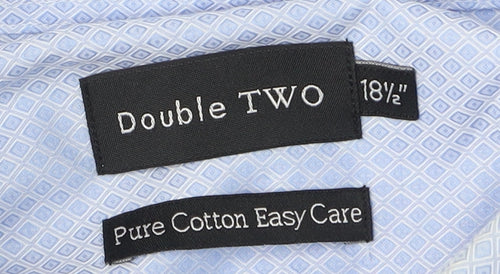 Double TWO Men's Blue Geometric Cotton Dress Shirt