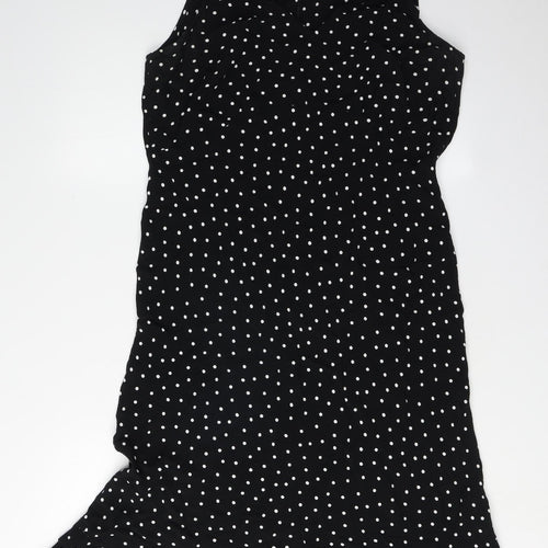 Wallis Women's Black Polka Dot Sleeveless Dress Size 14