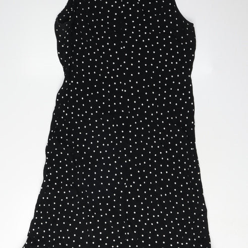 Wallis Women's Black Polka Dot Sleeveless Dress Size 14