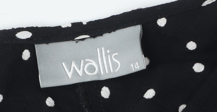 Wallis Women's Black Polka Dot Sleeveless Dress Size 14