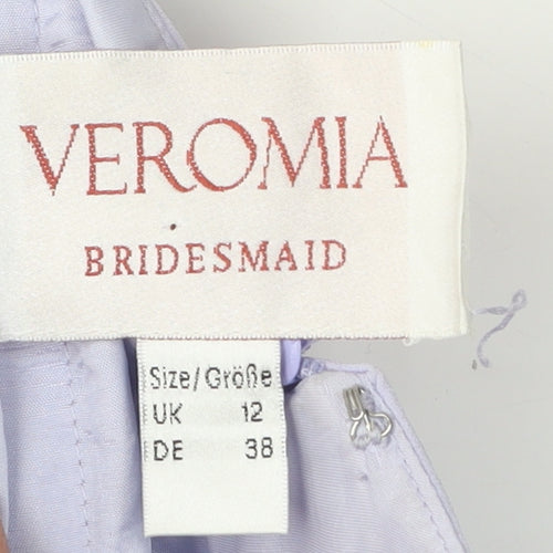 Veromia Women's Purple Halter Bridesmaid Dress