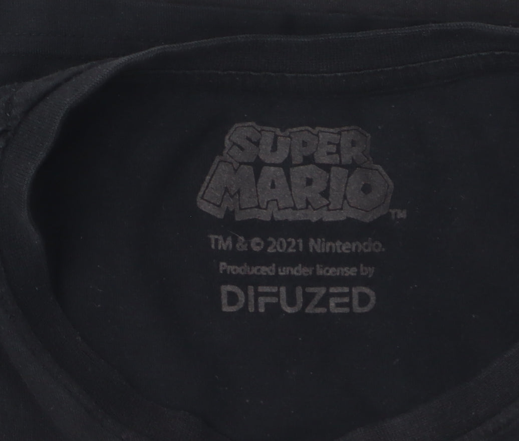 Difuzed Men's Black Super Mario Graphic T-Shirt L