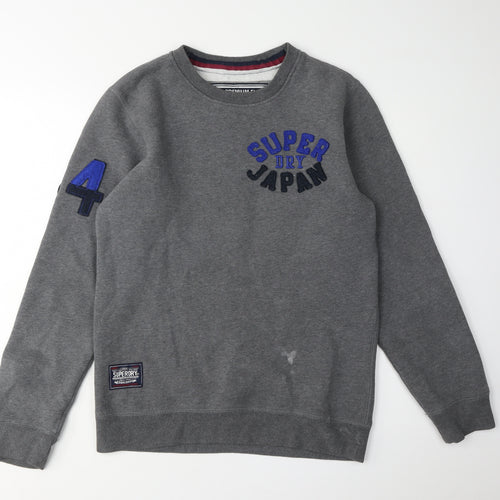 Superdry Men's Grey Pullover Sweatshirt, M, Logo Accents