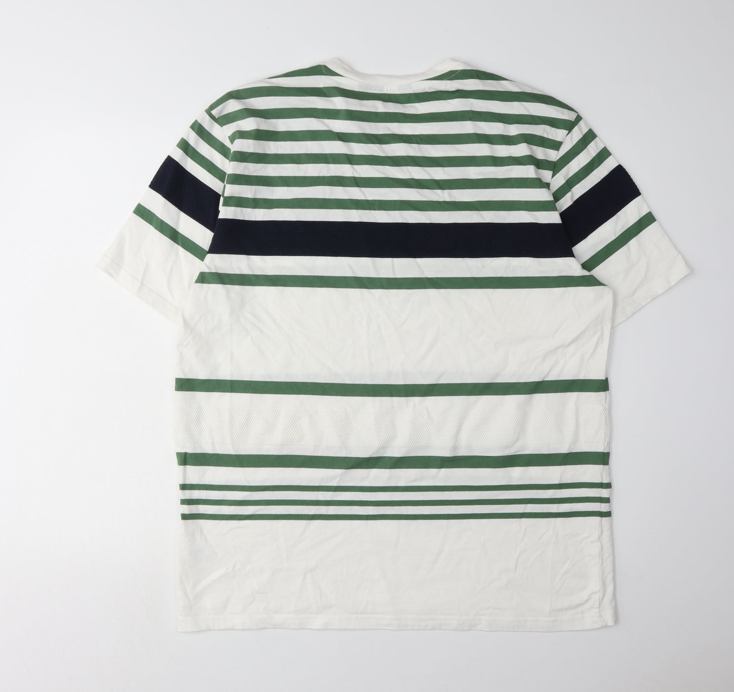 Ben Sherman Men's XL Striped T-Shirt in White/Green