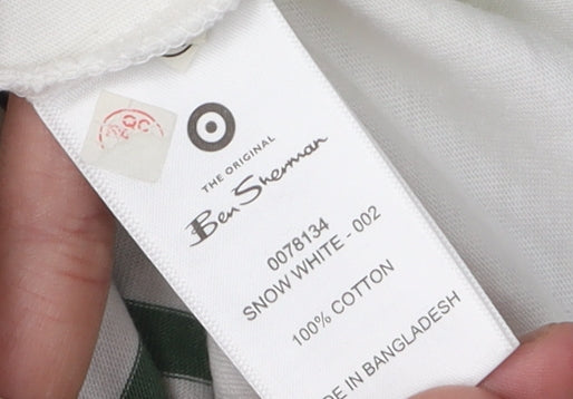 Ben Sherman Men's XL Striped T-Shirt in White/Green
