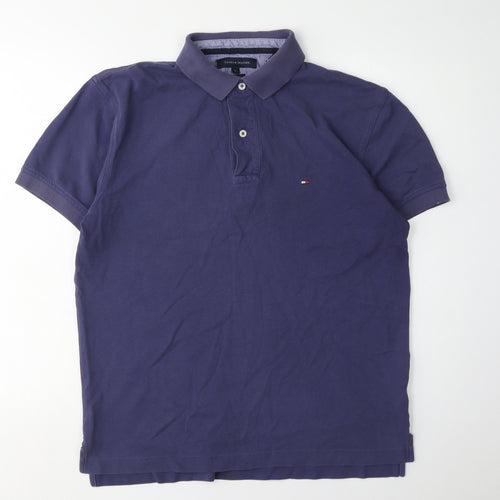 Tommy Hilfiger Men's Blue Polo L Cotton Casual Classic