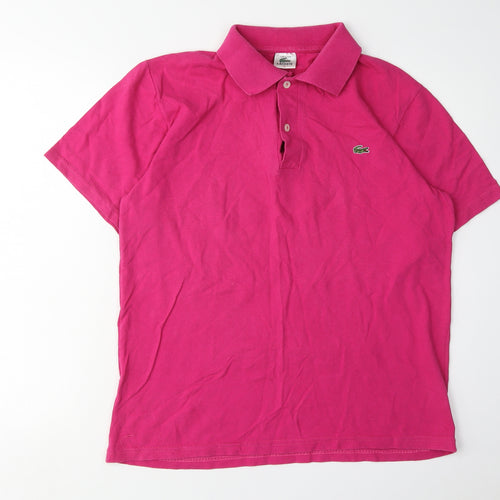 Lacoste Men's Pink Polo Shirt L Size Short Sleeve