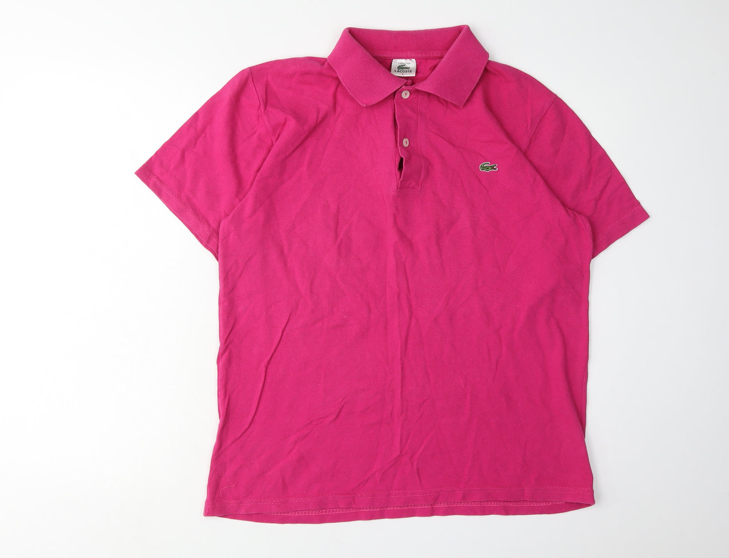 Lacoste Men's Pink Polo Shirt L Size Short Sleeve