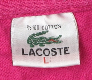 Lacoste Men's Pink Polo Shirt L Size Short Sleeve