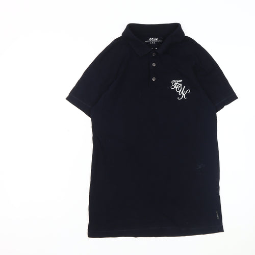 FCUK Men's Black Collared T-Shirt M with Logo