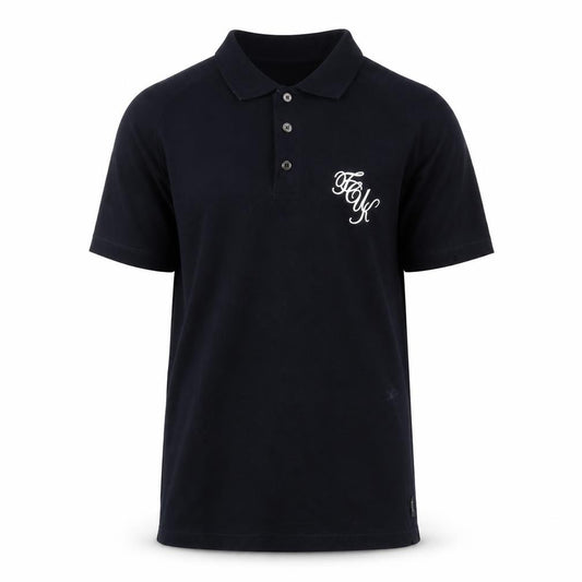 Front view of FCUK Men's Black Collared T-Shirt M with Logo