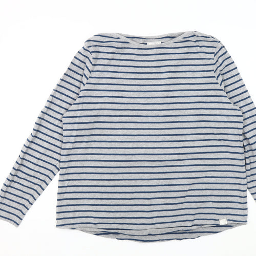Fat Face Women's Grey Striped T-Shirt Size 16