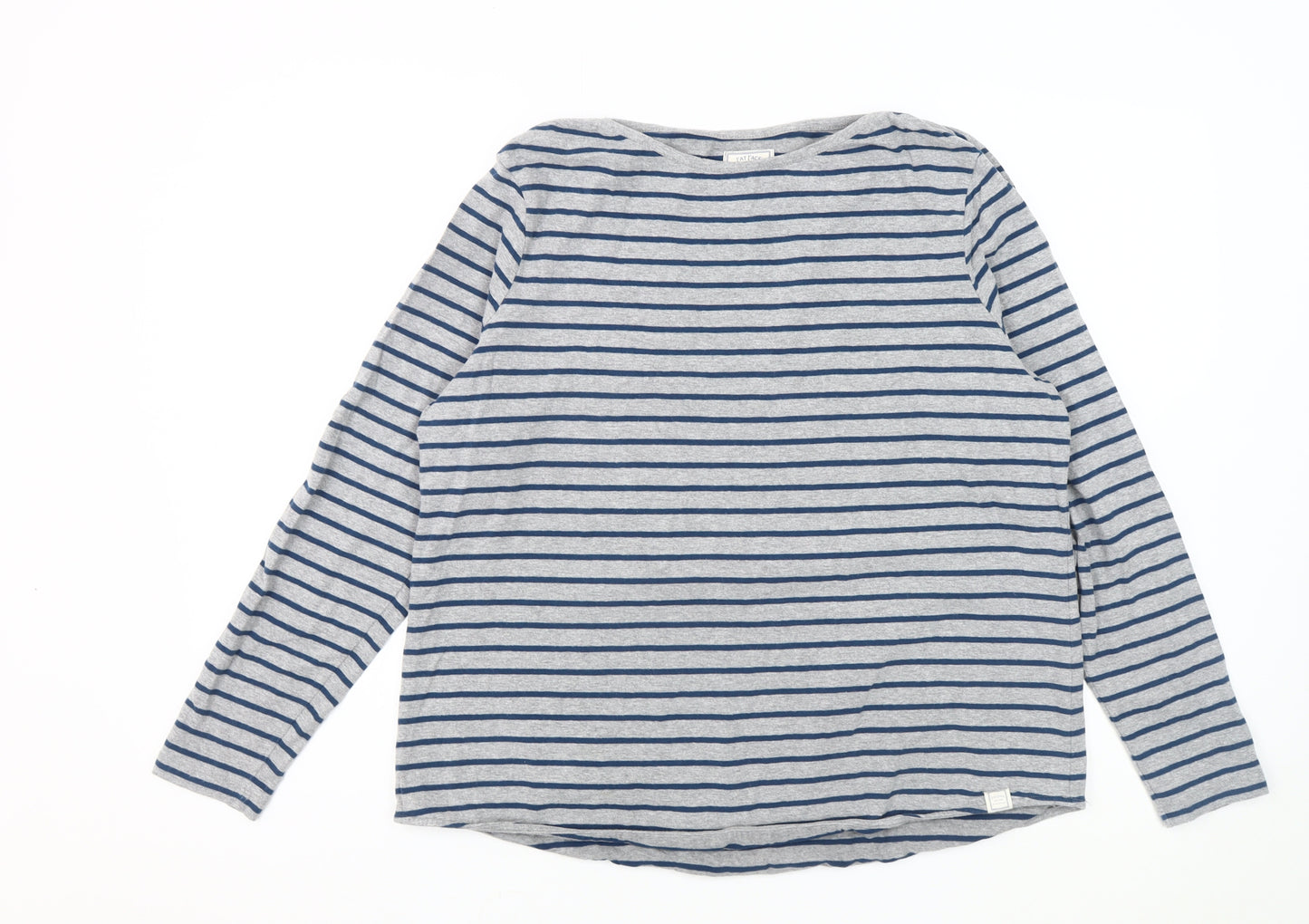 Fat Face Women's Grey Striped T-Shirt Size 16
