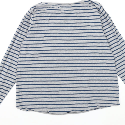 Fat Face Women's Grey Striped T-Shirt Size 16