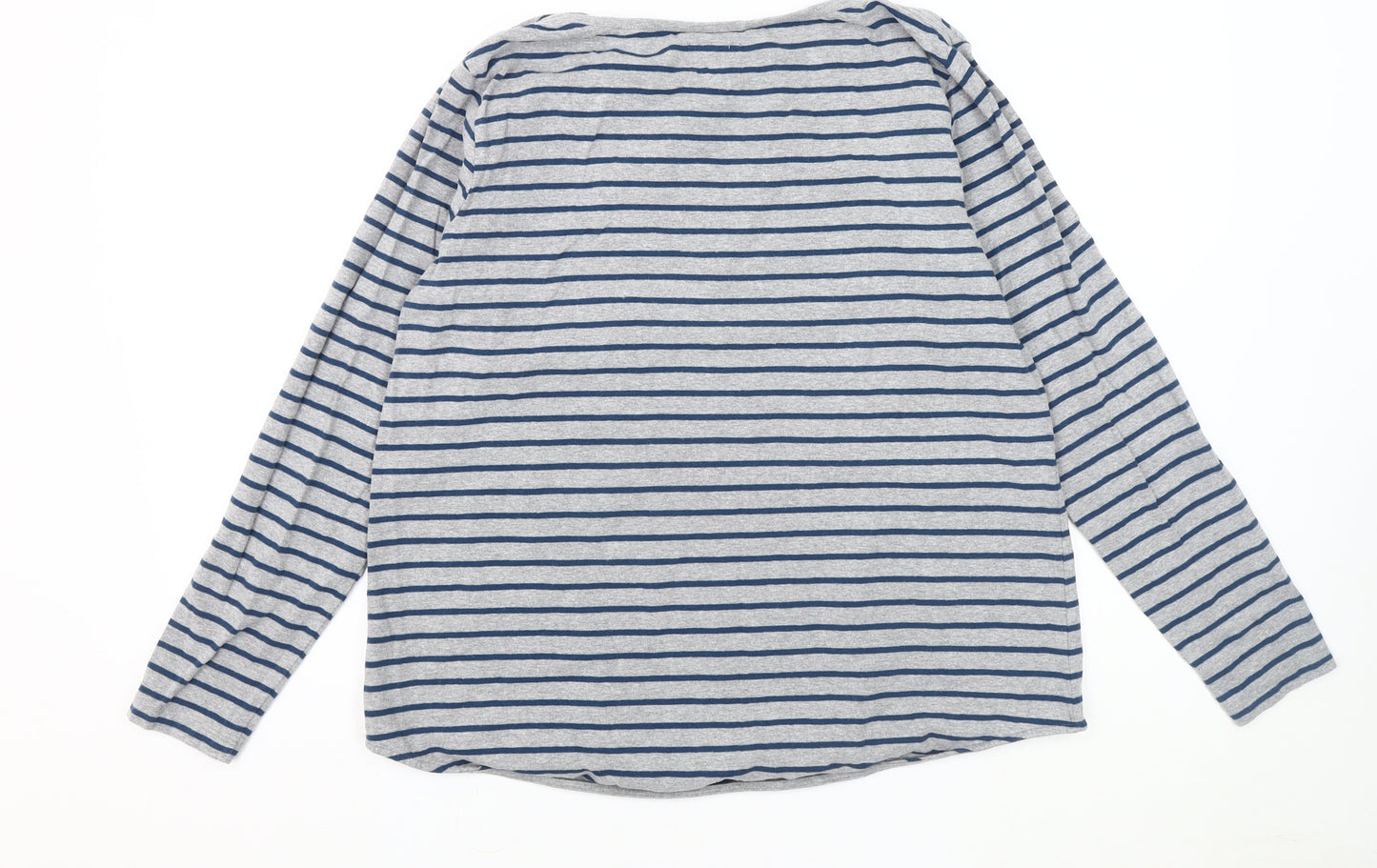 Fat Face Women's Grey Striped T-Shirt Size 16