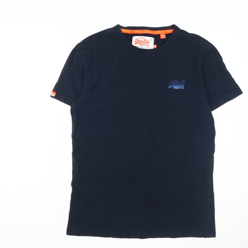 Superdry Men’s Blue Cotton T-Shirt, M, Logo Accent