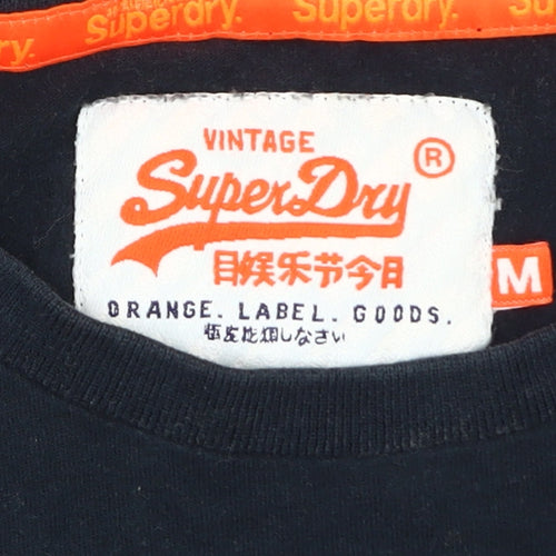 Superdry Men’s Blue Cotton T-Shirt, M, Logo Accent