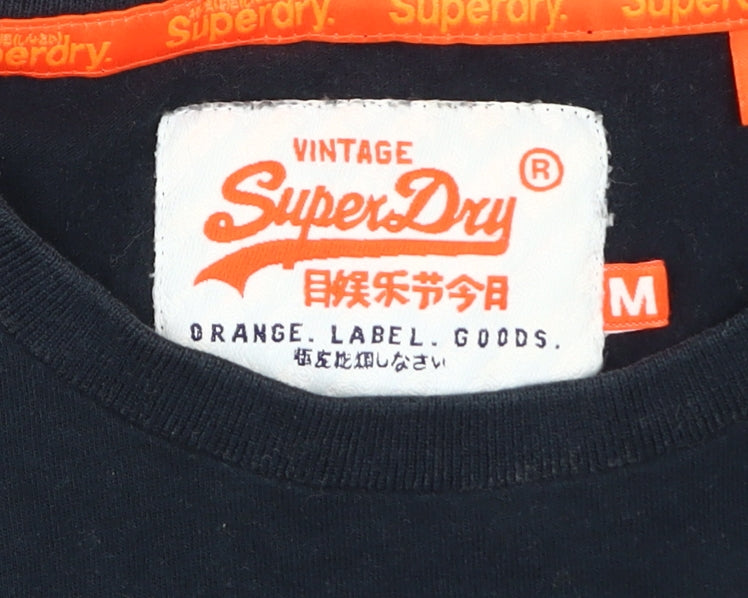 Superdry Men’s Blue Cotton T-Shirt, M, Logo Accent