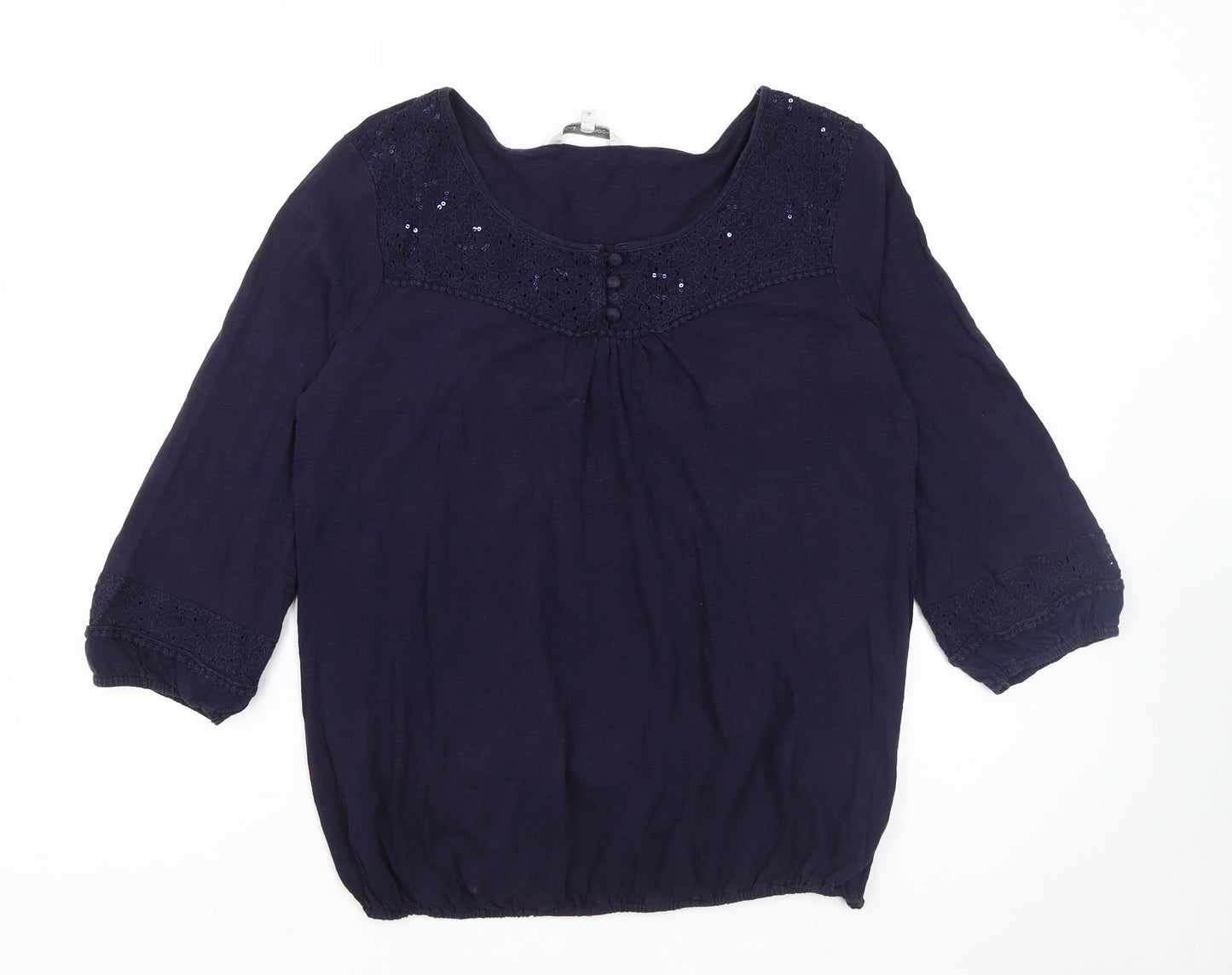 Rocha Women’s Blue Blouse, Size 14, Embroidered Detail