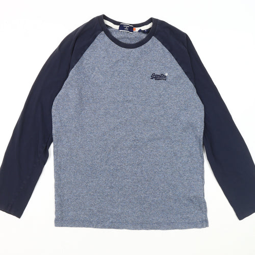 Superdry Men's Blue Long Sleeve Cotton T-Shirt S