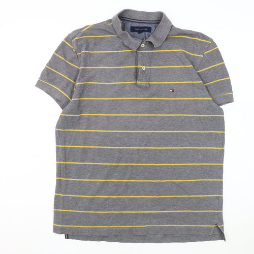Tommy Hilfiger Men's Grey Striped Polo M