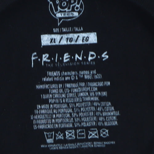 Friends Black XL T-Shirt for Men - Fun Graphic Print