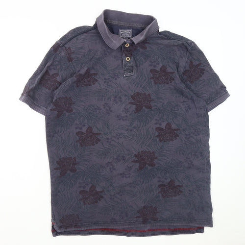 FatFace Men's Blue Floral Polo Shirt Size L