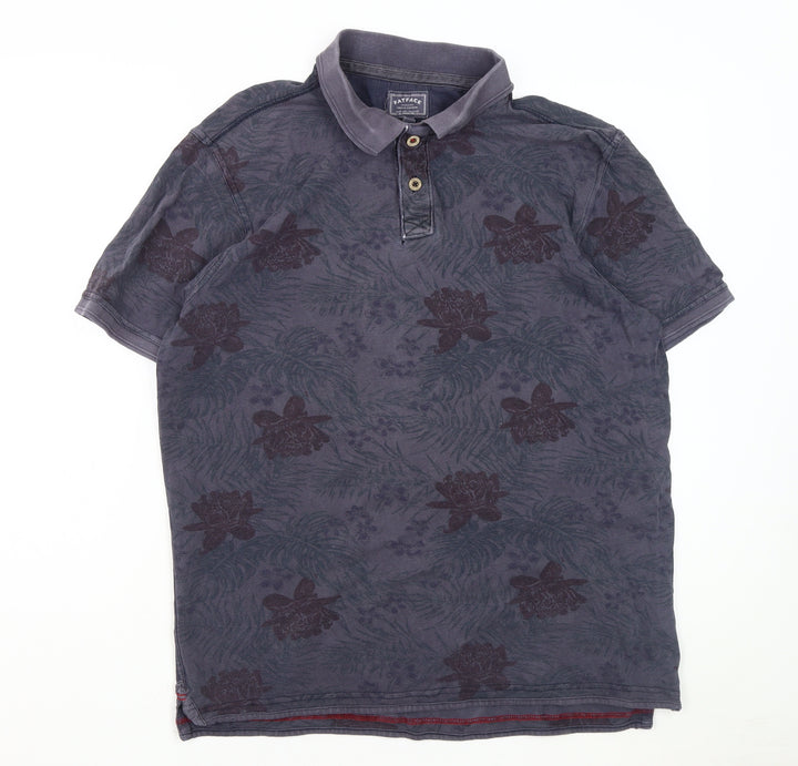 FatFace Men's Blue Floral Polo Shirt Size L