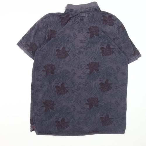 FatFace Men's Blue Floral Polo Shirt Size L