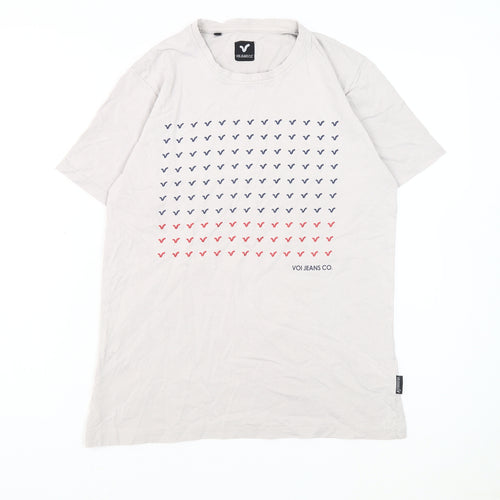VOI Jeans Co. Men's Grey T-Shirt, Medium