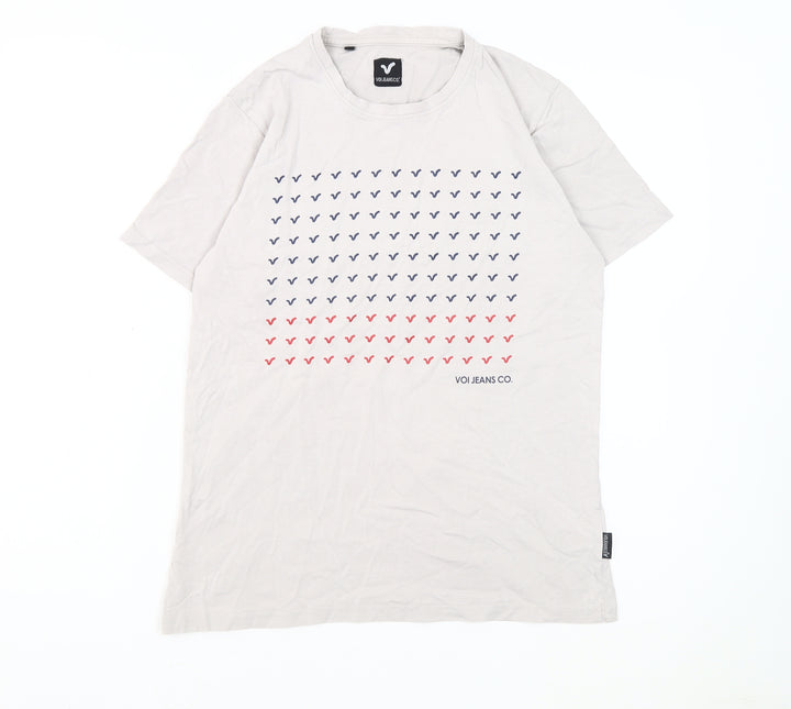 VOI Jeans Co. Men's Grey T-Shirt, Medium