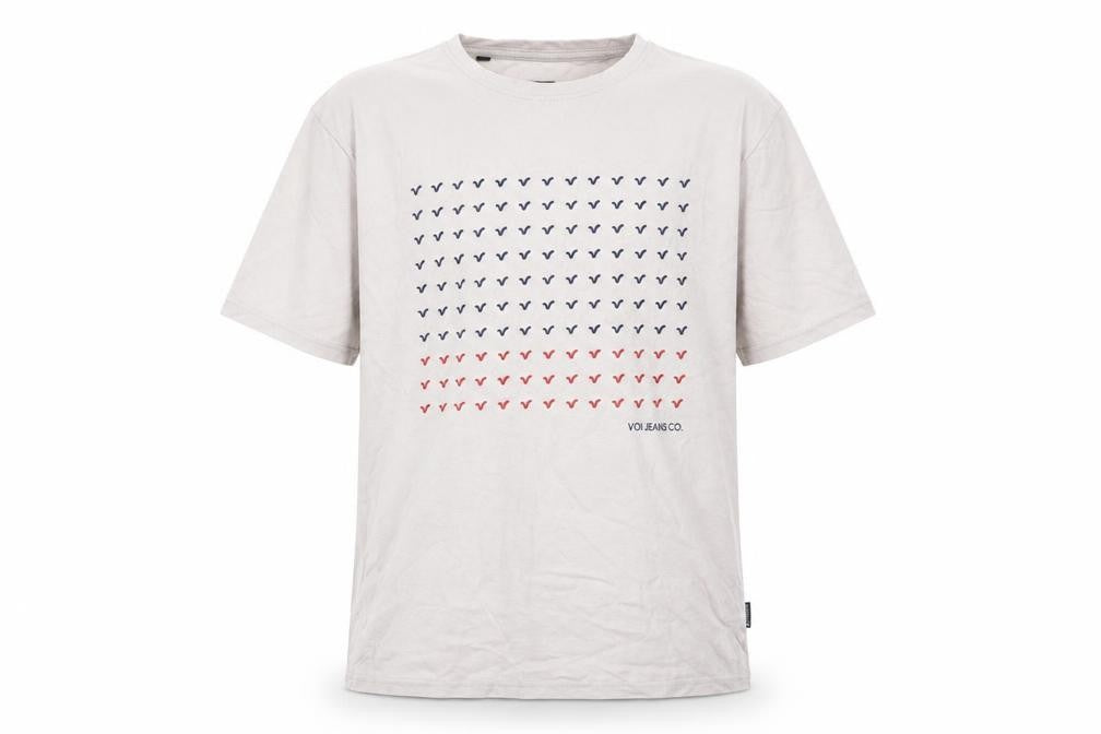 Front view of VOI Jeans Co. Men's Grey T-Shirt, Medium