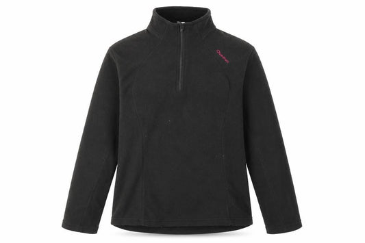 Front view of Quechua Women's Black Fleece Pullover Sweatshirt, size 12