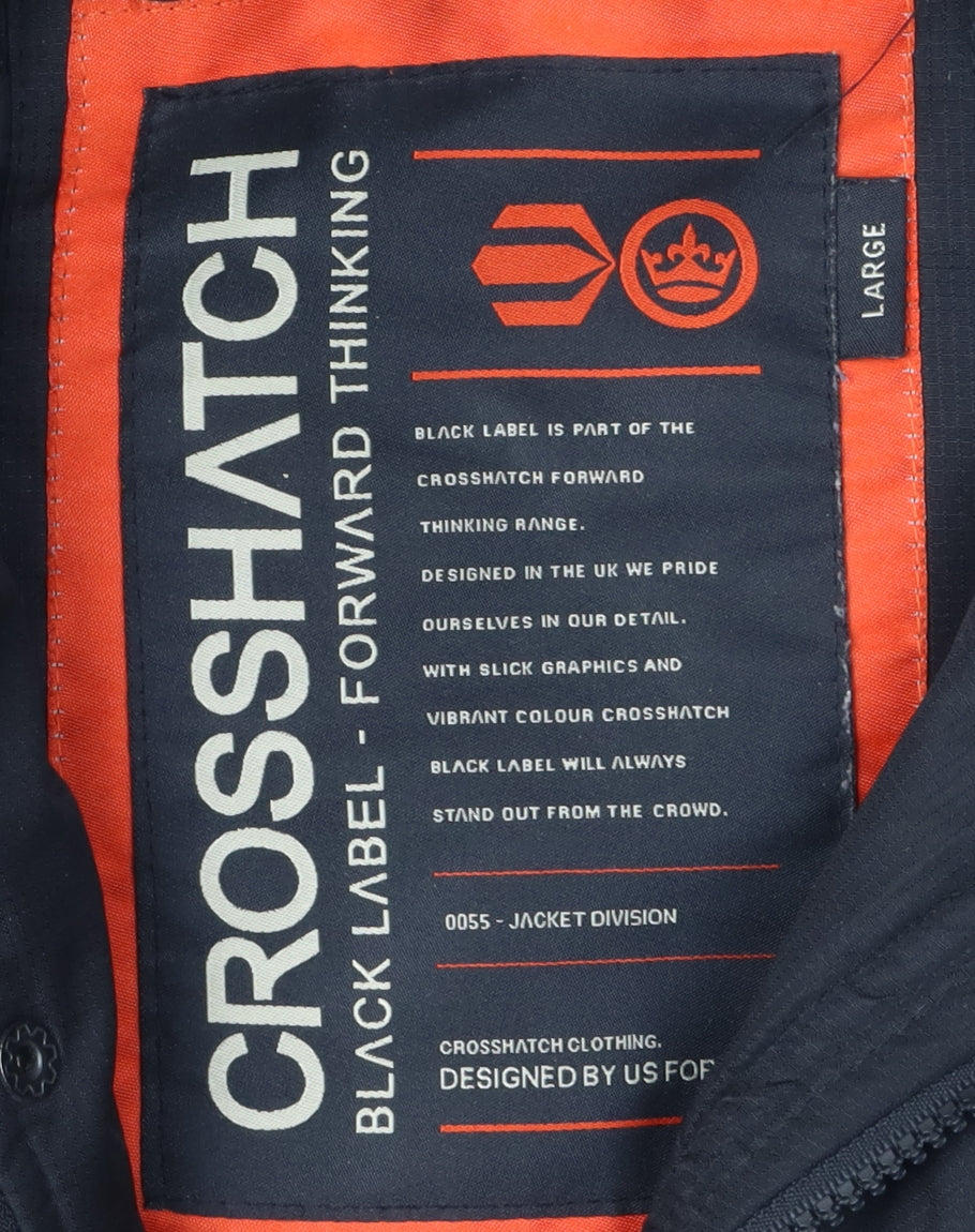 Crosshatch Men's Black Parka Jacket L Hooded Insulated