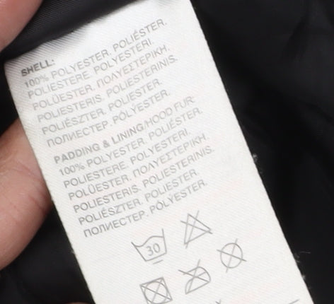 Crosshatch Men's Black Parka Jacket L Hooded Insulated