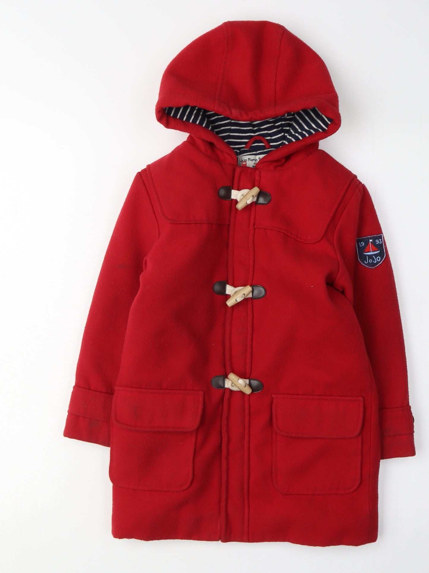 JoJo Maman Bébé Red Girls Duffle Coat 4-5 Years Hooded