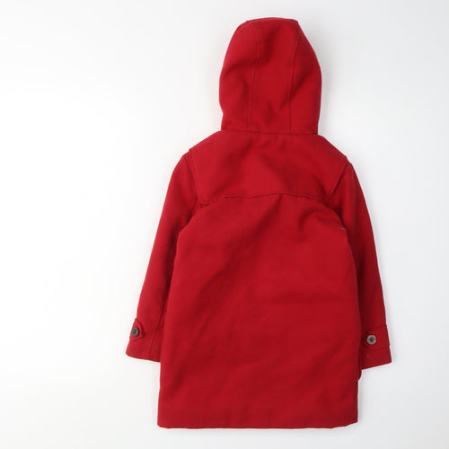 JoJo Maman Bébé Red Girls Duffle Coat 4-5 Years Hooded