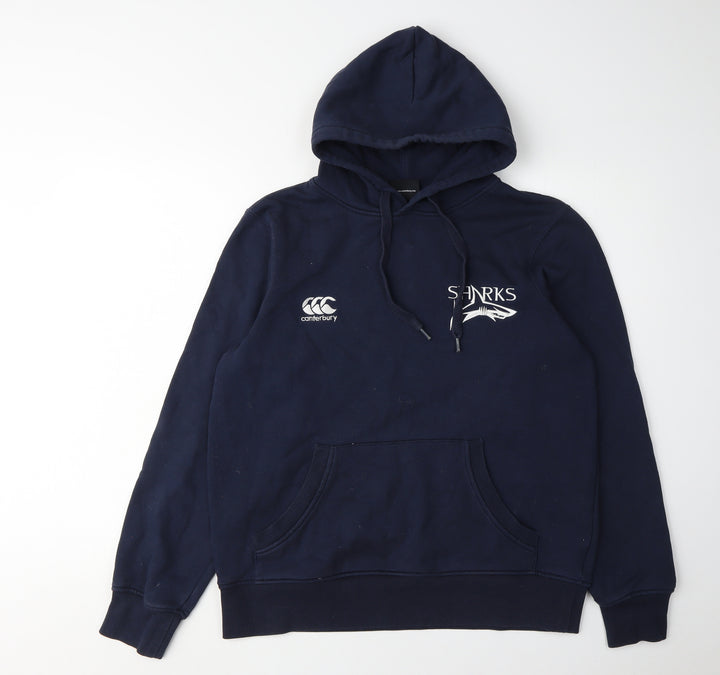 Canterbury Men's Blue Pullover Hoodie, Size M, Logo Accent