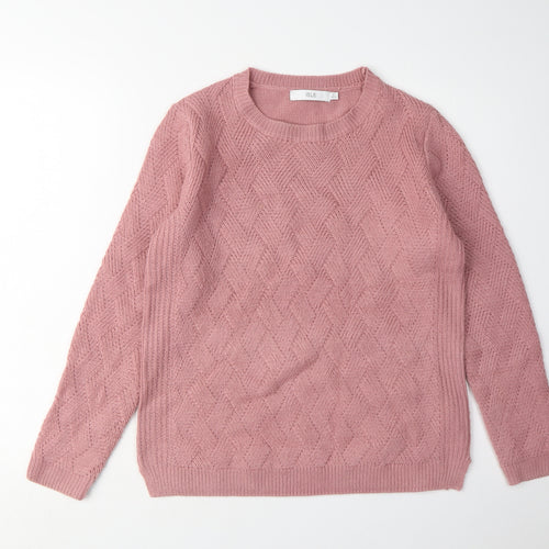 Isle Womens Pink Cable-Knit Pullover Jumper S