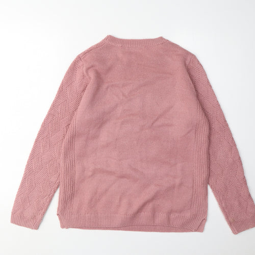 Isle Womens Pink Cable-Knit Pullover Jumper S