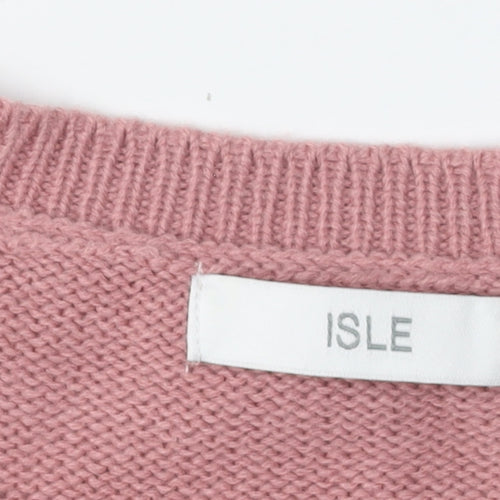 Isle Womens Pink Cable-Knit Pullover Jumper S