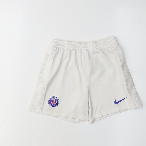 Nike Boys White Football Shorts M - Athletic Comfort Polyester