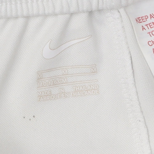 Nike Boys White Football Shorts M - Athletic Comfort Polyester