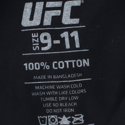 UFC Boys Black T-Shirt 9-10 Years Short Sleeve Logo