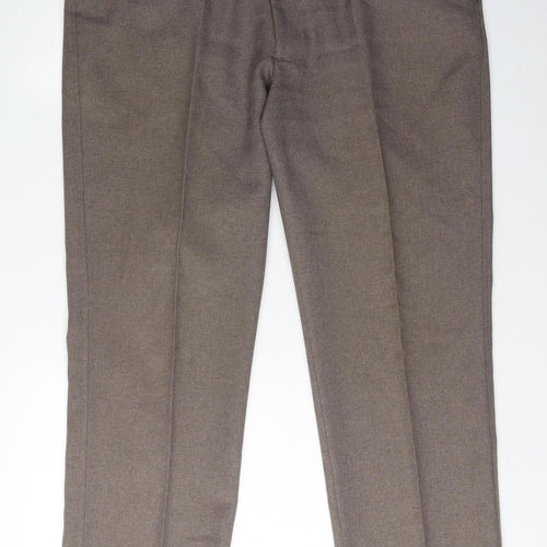 Farah Men's Brown Straight Trousers 38 Regular