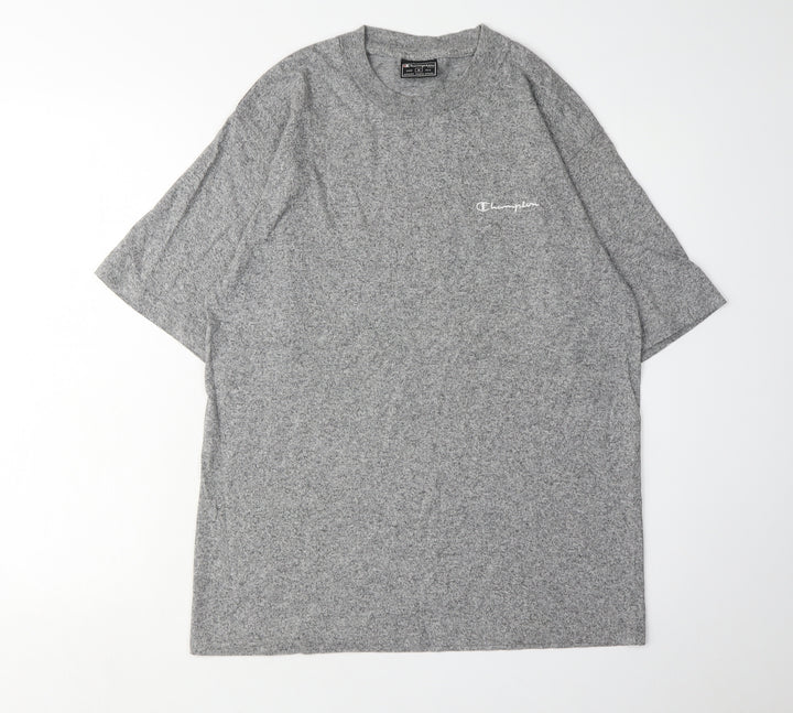 Champion Men's Grey Medium Crew Neck T-Shirt, Logo Accent