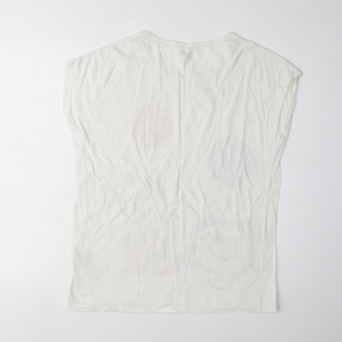 Uniqlo Women's White L Cartoon T-Shirt, Regular Fit