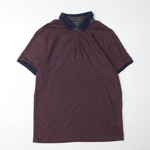 Red Herring Men's Multicoloured Polo, Medium, Graphic Print